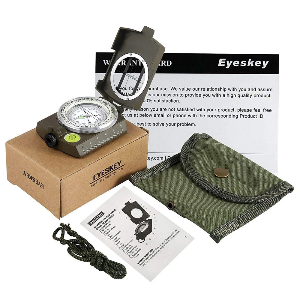 Military Lensatic Compass - Professional Shockproof Navigation Instrument