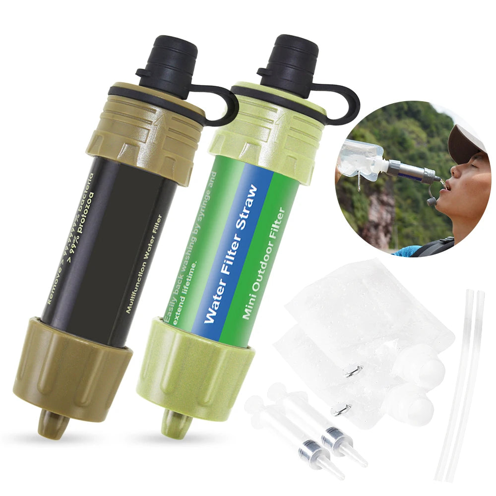 Outdoor Survival Water Filter Straws - Portable Emergency Purification System