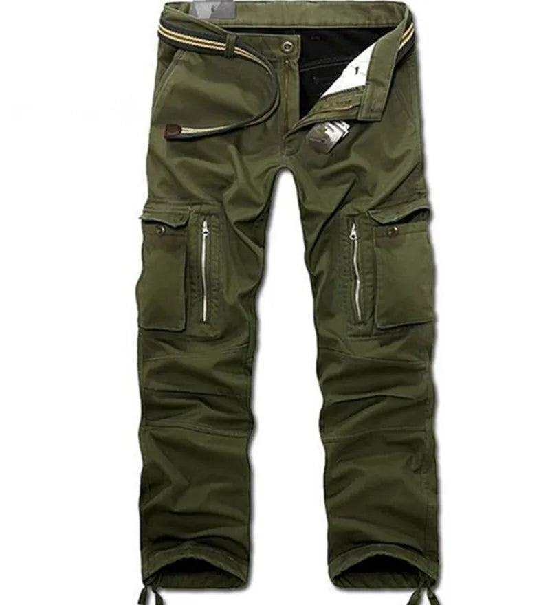 Plus Size Men Cargo Pants - Fleece-Lined Winter Tactical Trousers