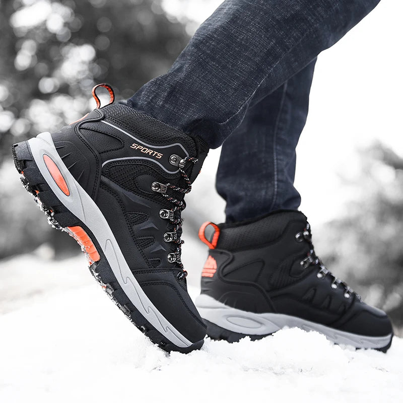 Breathable Outdoor Hiking Boots - Plush Winter Snow Boots with Rubber Outsole