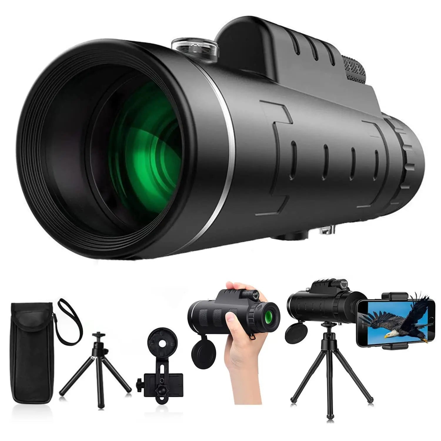 40X60 Military Grade HD Binoculars - Long Range Monocular Telescope for Hunting & Camping