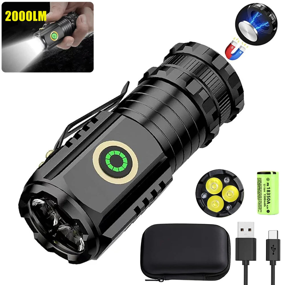 Super Bright LED Flashlight - 500M Range Rechargeable Tactical Light