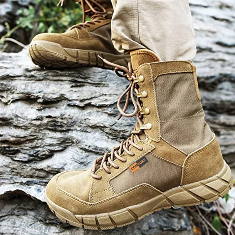 High Quality Outdoor Hiking Shoes - Handmade Cow Suede Mid-Calf Boots