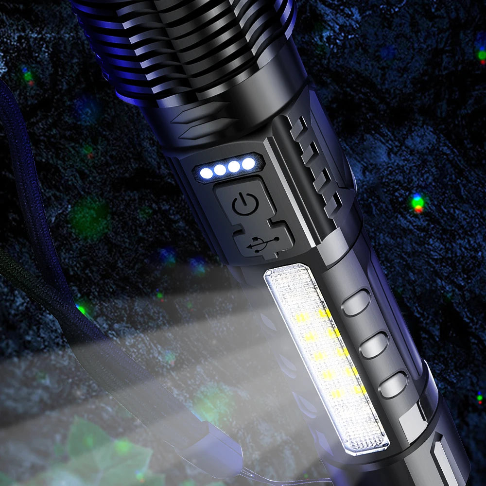 High-Power LED Rechargeable Flashlight - Waterproof Adjustable Focus Light