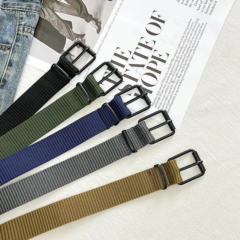 Canvas Simple Tactical Belt - Durable Fabric Casual Accessory