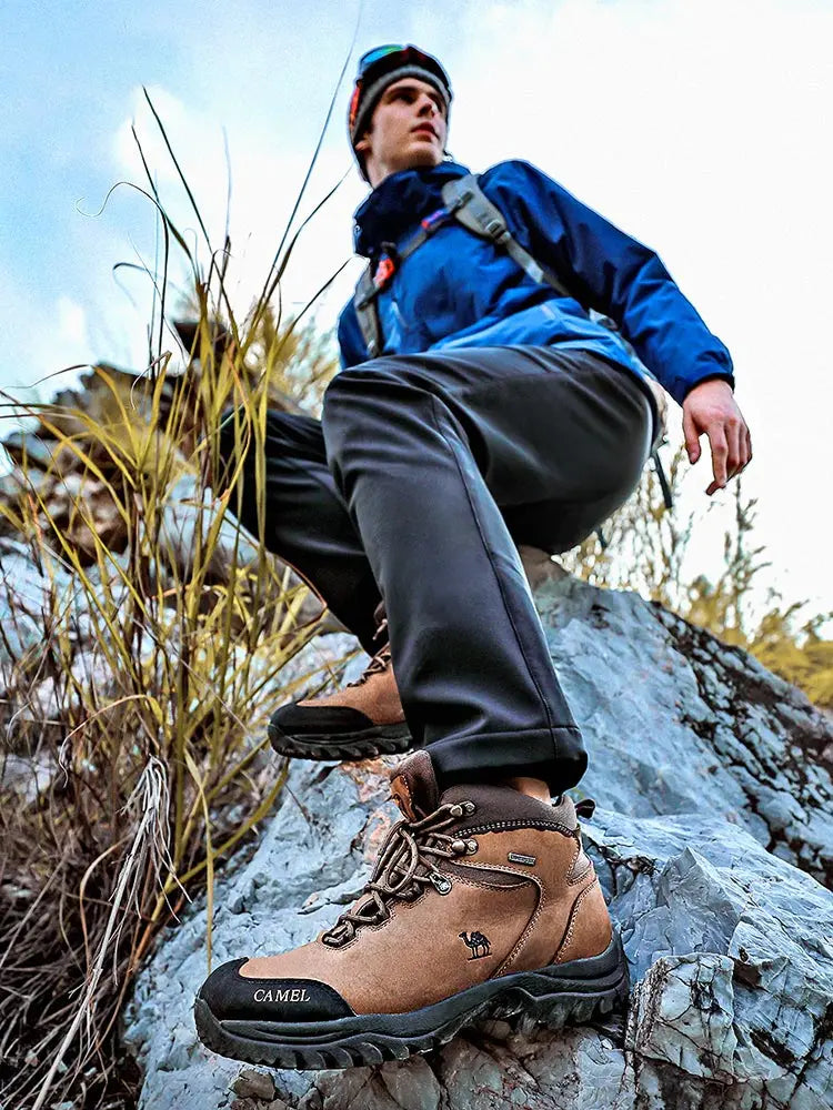 Outdoor High Top Hiking Boots - Waterproof Breathable Trekking Shoes